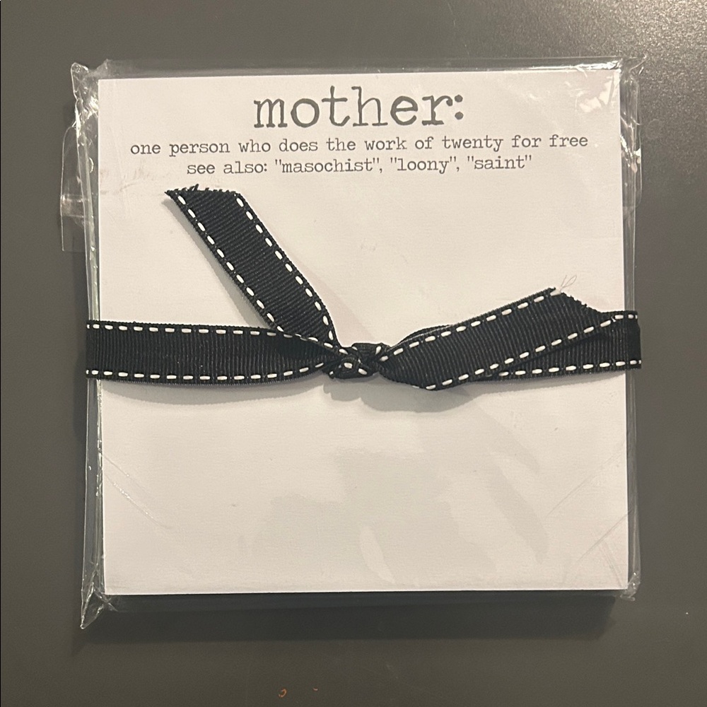 Mother Quote Notepad with Black Ribbon